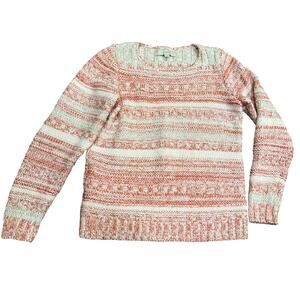 Loft Pullover Womens Small Pink Striped Knit Sweater Chunky